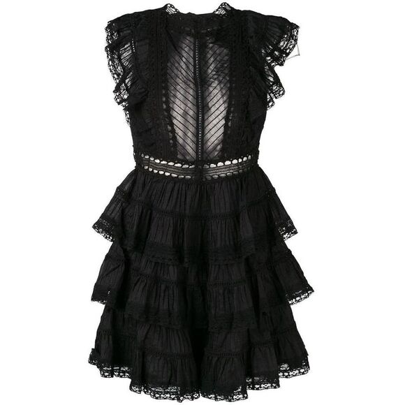 ZIMMERMANN Ruffled Trimming Black Dress US2(Zimmermann 0) - Picture 4 of 12